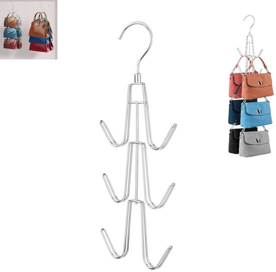 1 Stück - Aufbewahrungshaken - Kleiderschrank- Und Taschenorganizer - Platzsparend - Metall - Silber - Kann Zur Aufbewahrung Von Handtaschen, Rucksäcken Usw. Verwendet Werden.