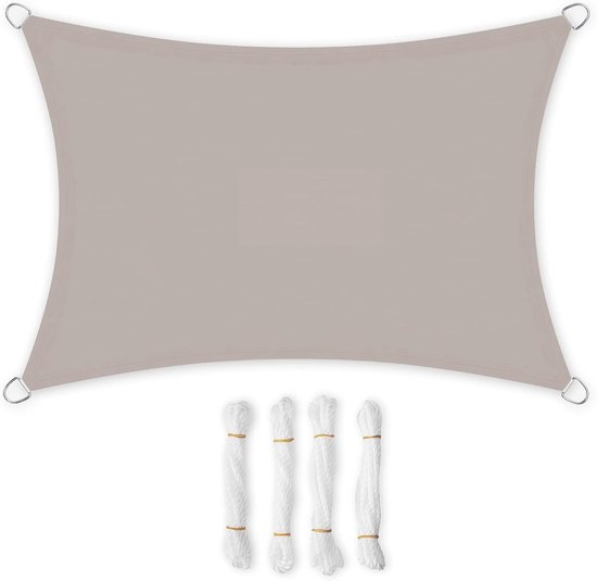 Sonnensegel 3 X 5 M, Wasserdicht Bis Zu Einer Wassersäule Von 665 Mm, Reißfestes Polyester-sonnensegel, Uv-schutz 93 %, Terrasse, Garten, Balkon, 2 M Seile
