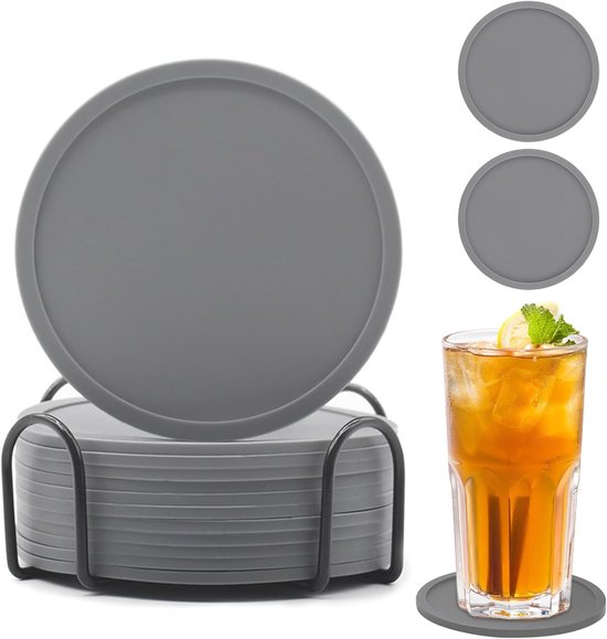 12er-set Silikon-untersetzer Mit Halter – Untersetzer-set – Untersetzer Für Gläser – Robust – Silikon-glasuntersetzer – Rundes Untersetzer-design – Untersetzer