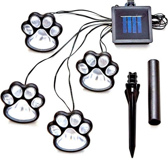 Solarbetriebene Gartenleuchte In Form Von Vier Pfoten – Led-solarleuchte Mit Hunde- Und Katzenpfotenmotiv – Dekoration Für Garten, Terrasse, Patio Und Gehweg – Top-angebot