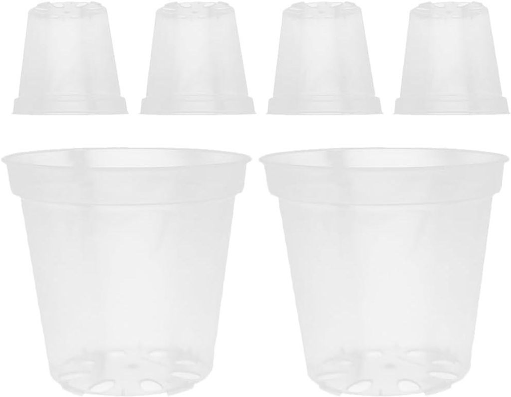 Ein Set Aus 6 Transparenten Orchideentöpfen Aus Kunststoff, Geeignet Für Den Innen- Und Außenbereich, Robust Und Atmungsaktiv.