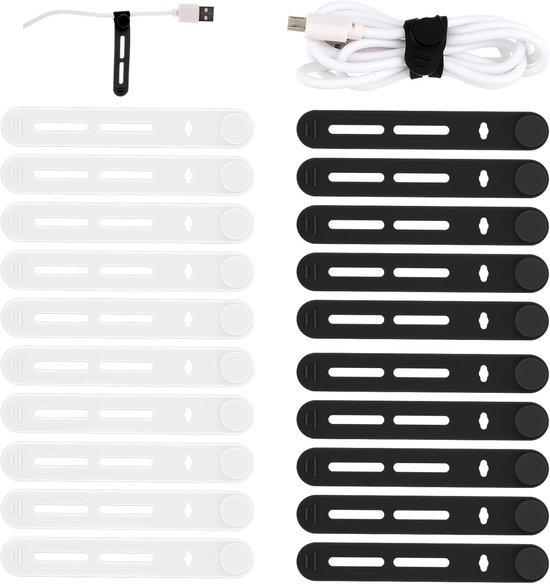 20er-pack Wiederverwendbare Silikon-kabelbinder – Verstellbarer Kabelorganisator Für Ladekabel, Kopfhörerkabel, Computerkabel Und Schreibtischkabel