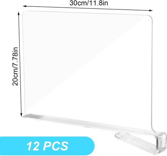 Transparente Acryl-regalböden – Kleiderschrankaufbewahrung – 12er-pack