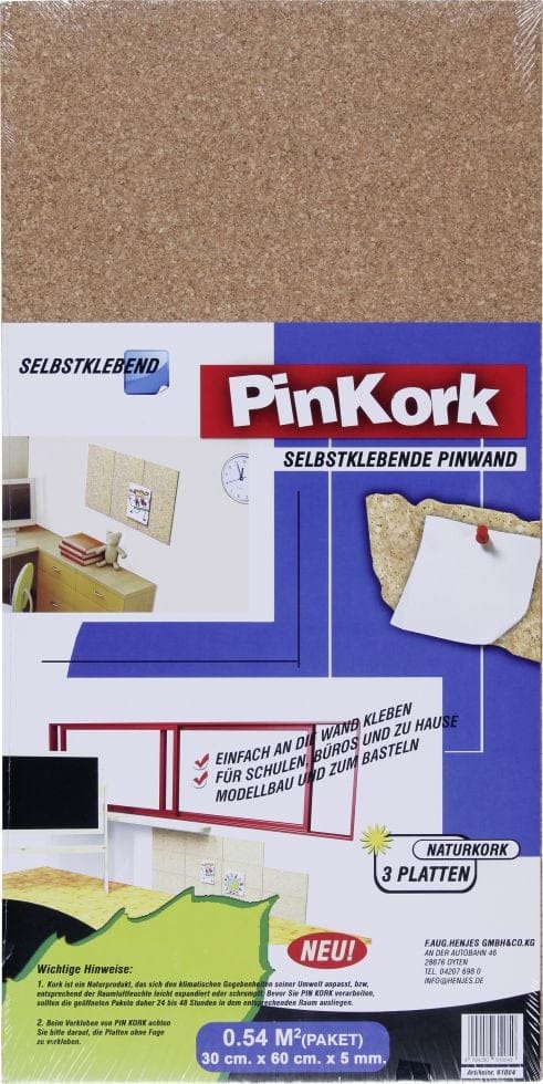 Vigo - Pinkorkplatten selbstklebend, 60 x 30 cm, 3 Stück Magnettafel & Pinnwand