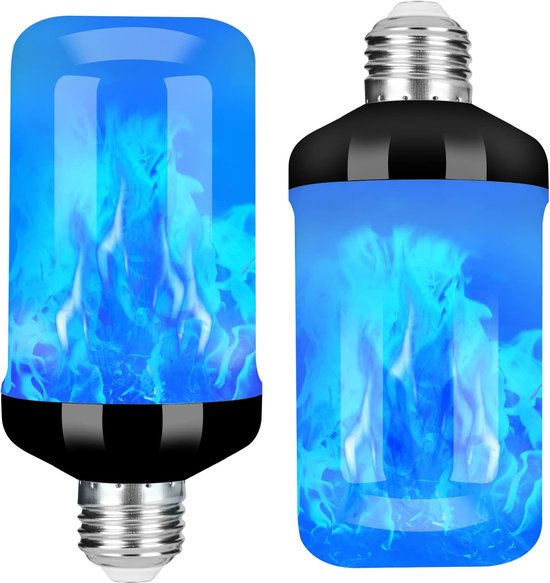 Zwei Flammenförmige Lichter, E27 Lampenfassung, 1 Blinklicht, Geeignet Für Halloween-dekorationen, Weihnachten, Außen-, Innen- Und Heimdekoration (blau + Schwarz).