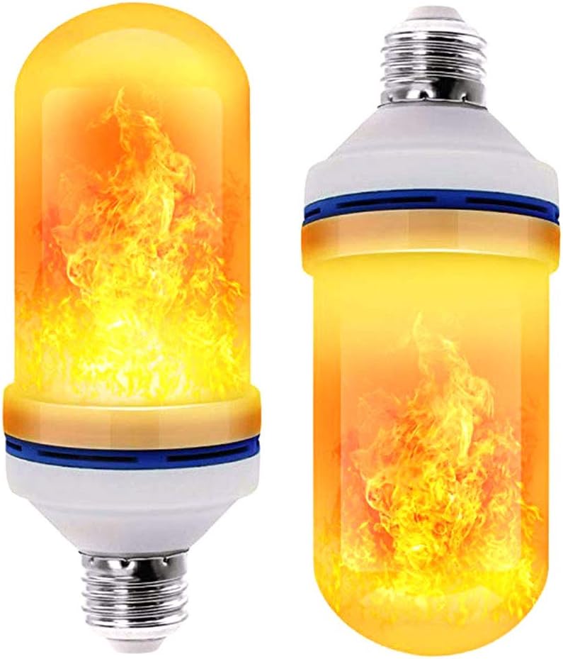Zwei Blaue Und Gelbe Led-effektlampen, Sichere Und Energiesparende Lampen Mit Dynamischen Flammeneffekten, Für Die Dekoration Von Wohnräumen, Schlafzimmern, Wohnzimmern, Bars Und Hotels.