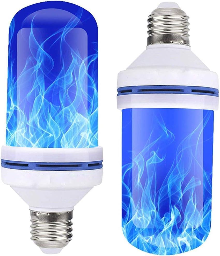 Zwei Blaue Led-effektlampen, Sichere Und Energiesparende Lampen Mit Dynamischen Flammeneffekten, Für Die Dekoration Von Wohnräumen, Schlafzimmern, Wohnzimmern, Bars Und Hotels.