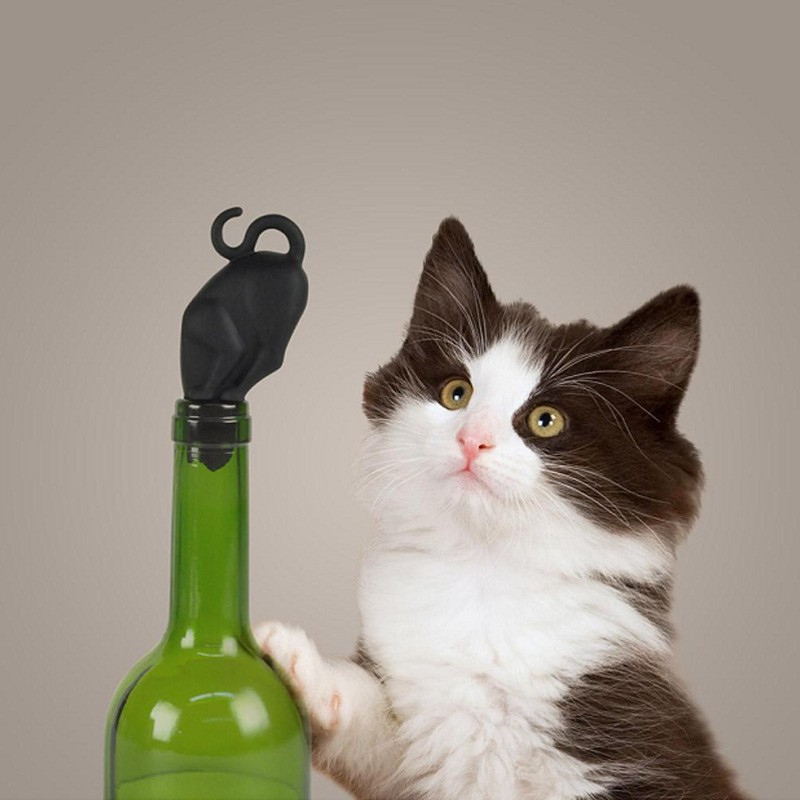 Schwarze Weinstopper In Katzenform – Weinstopper In Katzenform – Weinstopper In Kätzchenform – Schwarz
