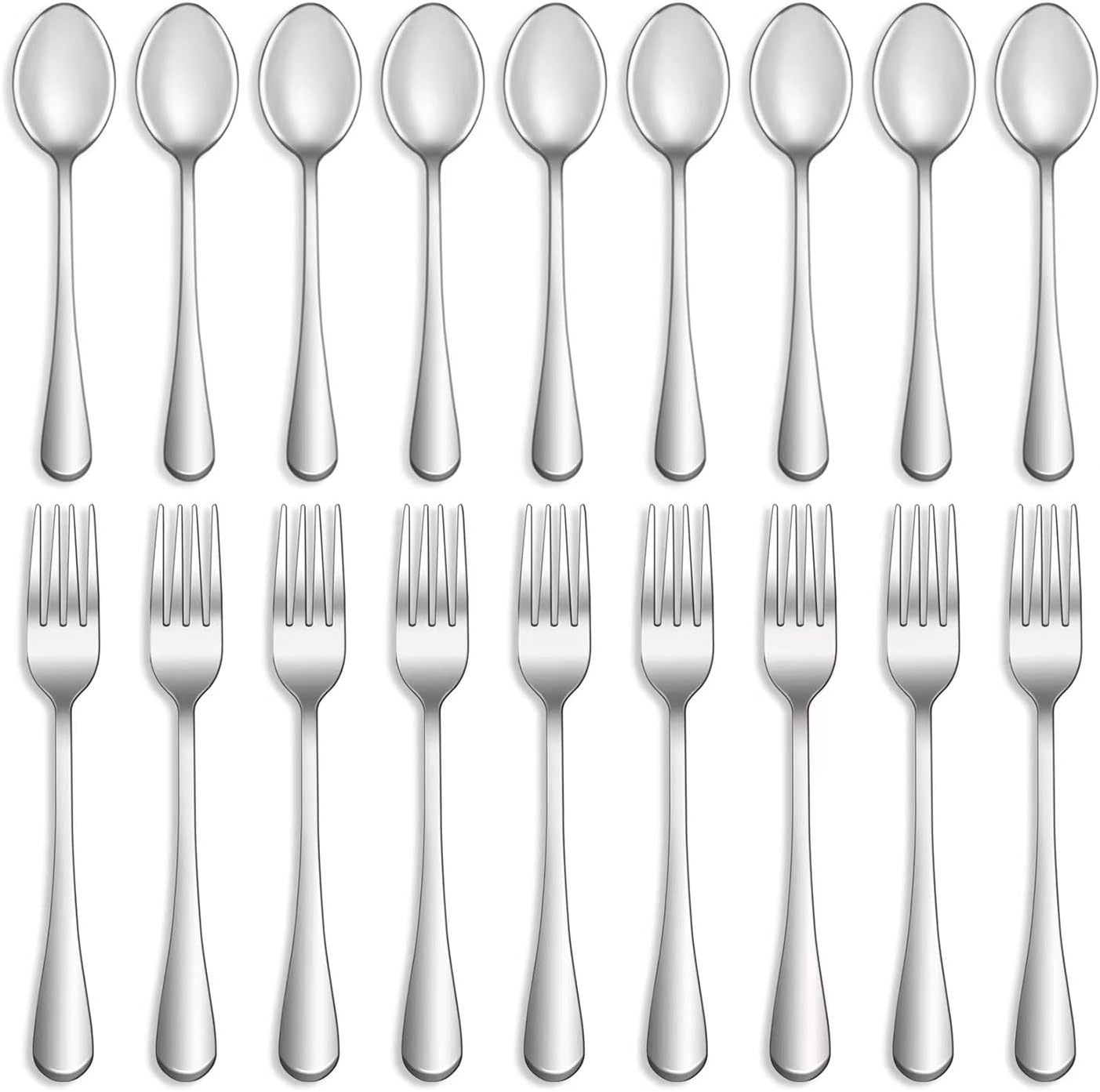 16-teiliges Edelstahl-besteckset, 8 Gabeln Und 8 Teelöffel, Spülmaschinenfest, Hochglanzpoliert