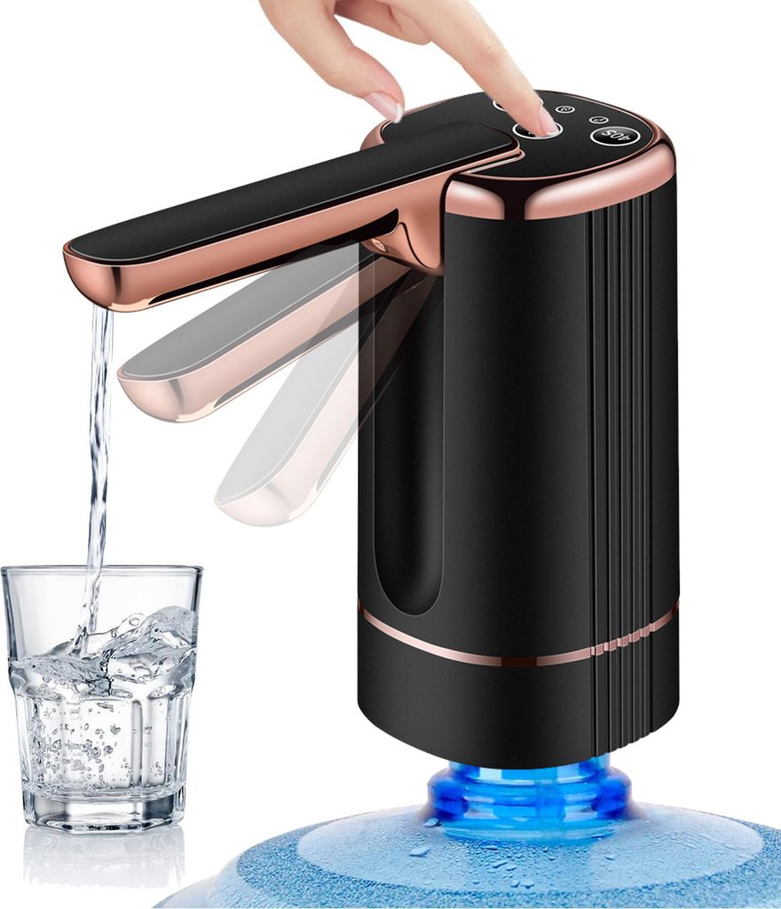 Elektrische Wasserpumpe, Leise, Faltbar, Wiederaufladbar, Hochkompatibel, Tragbar, Automatischer Wasserspender – Schwarz
