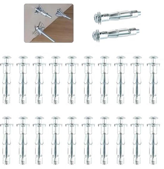 Dübelset Für Hohlwände (22-teilig) – Hochleistungs-dübel Für Gipskartonplatten Mit M6x52-mm-schrauben