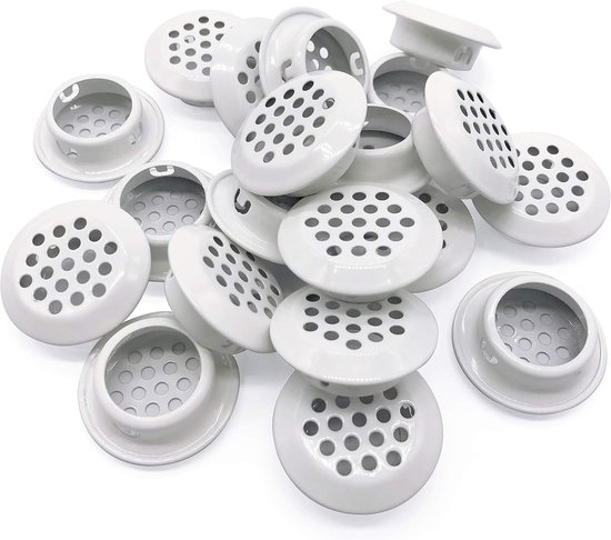 20er-packung 25 Mm Weiße Runde Edelstahl-lüftungsgitter Und -öffnungen Für Küchen-, Badezimmerschränke Und Kleiderschränke