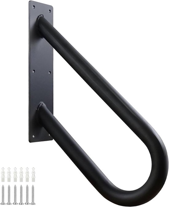 Wandmontierter U-förmiger Handlauf Mit Mattschwarzer Oberfläche, 457 Cm Lang, Geeignet Für 1-2-stufige Außentreppen, Garagen, Balkone Und Gärten.