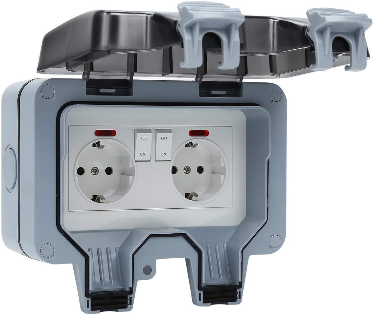 Doppelte Außensteckdose – Ip66-steckdose – Wasserdichte Außensteckdose – Außensteckdose – Inklusive Kabelstecker – Und Staubdichte Wandsteckdose