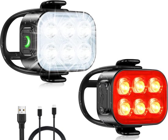 Wiederaufladbares Fahrradlicht-set (vorder- Und Rücklicht), 4+6 Modi, Schnellladefunktion Für Nachtfahrten.