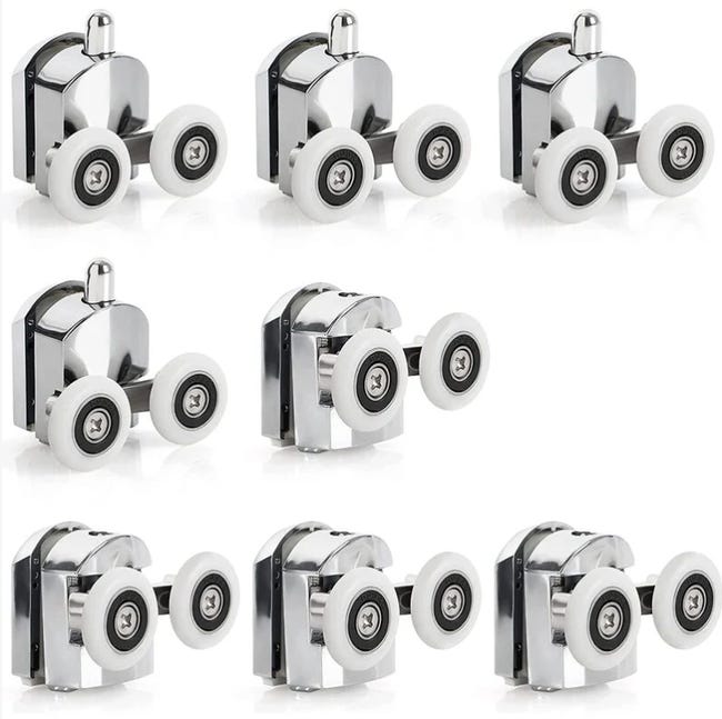 8 Schiebetürrollen Für Duschen, Aus Zinklegierung, 23 Mm Durchmesser, Mit Einem Doppelrollen-ersatzset, Geeignet Für Badezimmer.