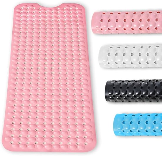 100 X 40 Cm Anti-rutsch-badewannenmatte Mit 300 Saugnäpfen, Maschinenwaschbar, Aus Pvc Und Gummi, Für Badewanne Und Badezimmer, Rosa