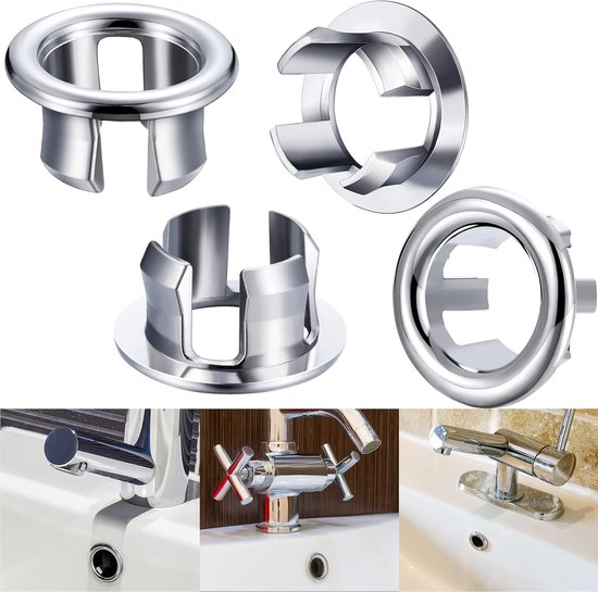 4-teiliger Überlaufschutz Für Spülbecken, Waschbeckenüberlauf, Überlaufstopper, Spülbeckenüberlaufring, Kunststoff-überlaufschutz Für Spülbecken, Silber