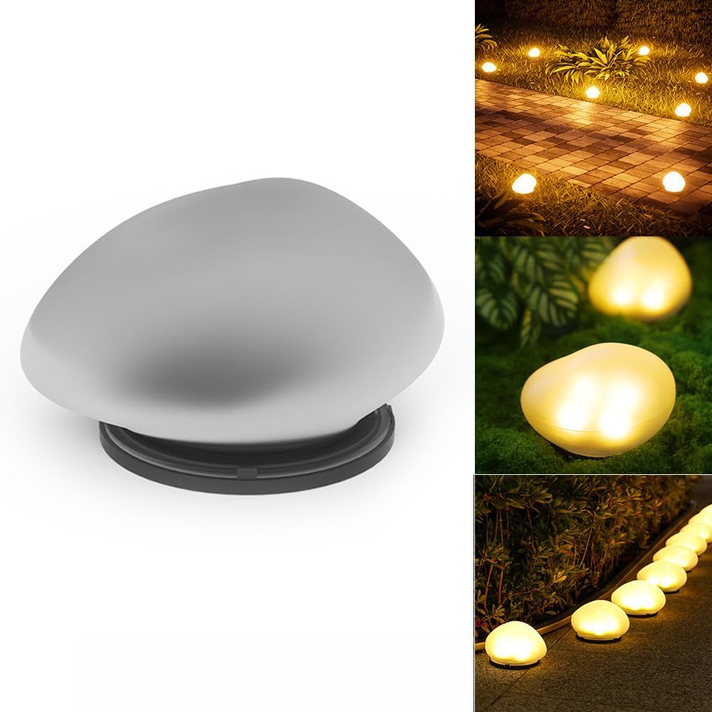 1er-pack Solar-gänselampe, Beheizte Keramik-steinleuchte, Wasserdichte, Kabellose Gartenleuchte Mit Dämmerungsschalter Für Garten Und Hof