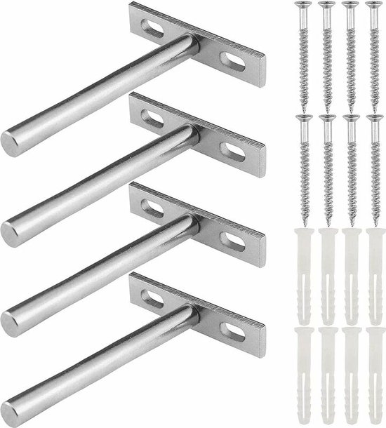 Regalhalterung – 4 Stück – Wandregalhalterung, Silber – 70 X 100 Mm – Verdeckt