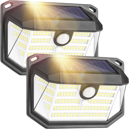 Solarbetriebene Außenleuchte Mit Bewegungssensor, 230 Leds, 3 Modi, Ip65 Wasserdicht, Geeignet Für Gärten, Garagen, Außenbereiche Usw., 2er-pack.