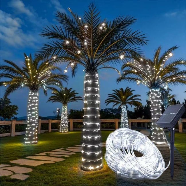 Solarbetriebene Lichterkette Für Den Außenbereich, 7 Meter Lang, 50 Leds, 8 Modi, Wasserdicht, Geeignet Für Die Dekoration Von Garten, Terrasse Und Balkon (weißes Licht).