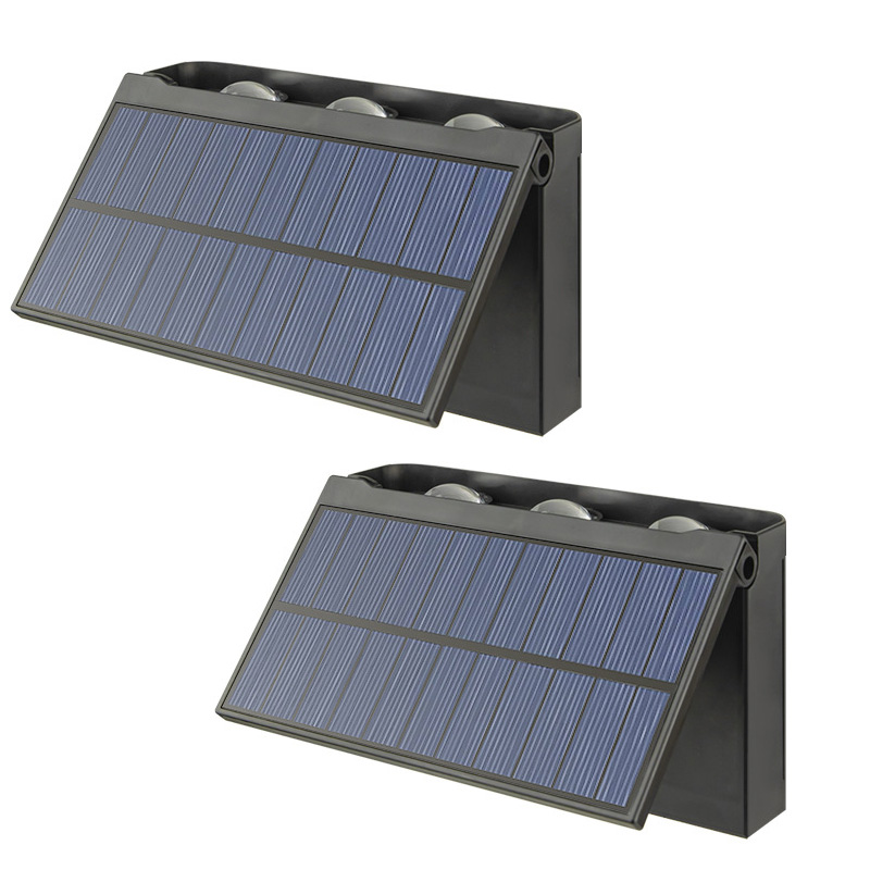 2-teiliges Set Mit 6 Solarbetriebenen Led-wandleuchten Für Hof Und Garten, Stimmungsleuchten, Zaunstrahler, Warmes Licht