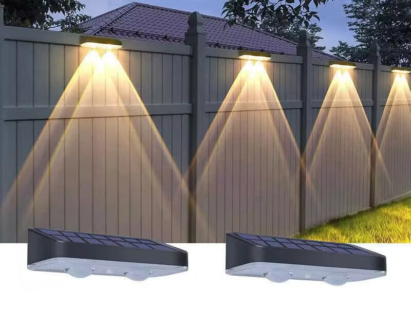 2-teilige Solarbetriebene Hofwandleuchte, Dreifarbige Außenbeleuchtung Für Zäune, Dekorative Gartenwandleuchte Für Stimmungsvolle Landschaftsgestaltung