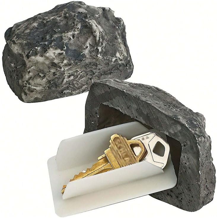 Schlüsselversteckgerät „fake Rock“ – Autosafe Für Den Außenbereich – Wasserdichtes Modell Zum Verstecken Des Schlüssels Außerhalb Des Autos – Zur Aufbewahrung Der Schlüssel Während Der Fahrt – 2-teili