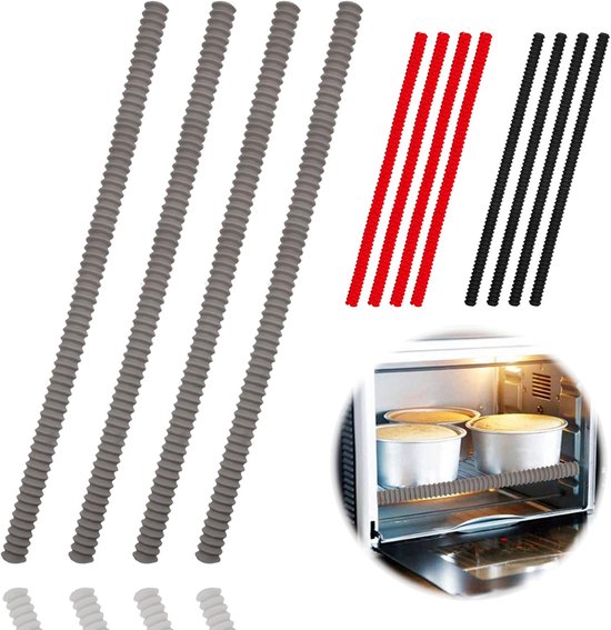 4 Ofenrostschoner - Hitzebeständiges Silikonmaterial - Verhindert Verbrennungen Und Beschädigungen - 35 Cm Langes Küchenzubehör (grau)