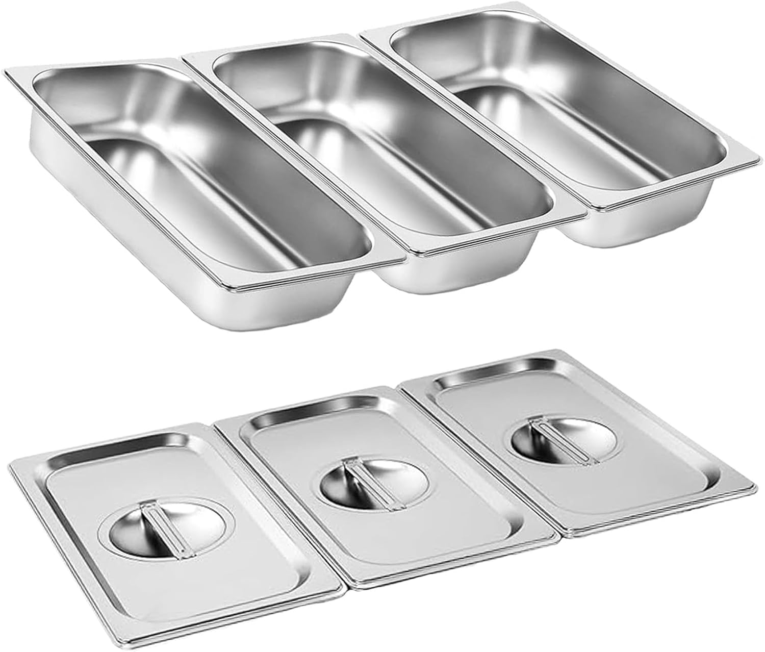 3-teiliges Set Rechteckiger Backbleche Aus Edelstahl Mit Deckel (32,5 X 17,5 X 6,5 Cm), Auch Als Vorratsdosen Geeignet.