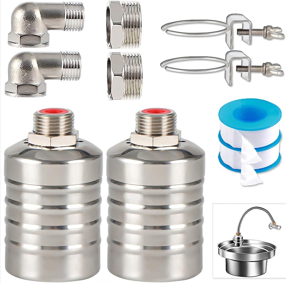 2 Schwimmerventile, Schwimmerventile Zur Wasserstandsregelung Von 1/2" Bis 3/4", Edelstahl 304, Vollautomatisches Wasserabsperrventil