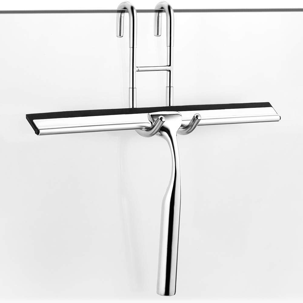 Duschabzieher Aus Edelstahl, 25 Cm, Bohrfrei, Mit Wandhalterung, Badezimmerabzieher Zur Badreinigung