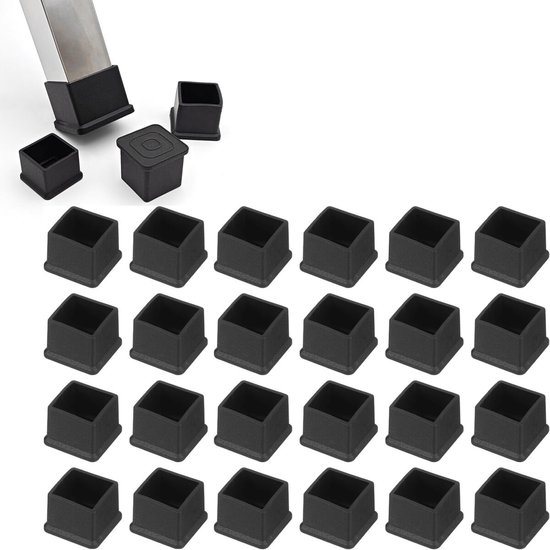 26 Stück, Stuhlbeinkappen, 30 Mm, Möbelbeinschoner, Quadratische Stuhlbeinschoner, Bodenschutz, Stuhlschutz, Stuhlsocken, Möbel, Schwarz