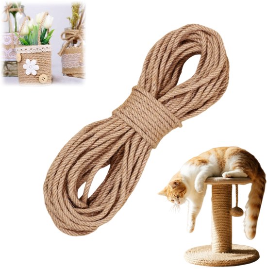 20 Meter X 6 Mm Gelbes Natursisal-hanfseil Für Bastelarbeiten Und Katzenkratzbäume