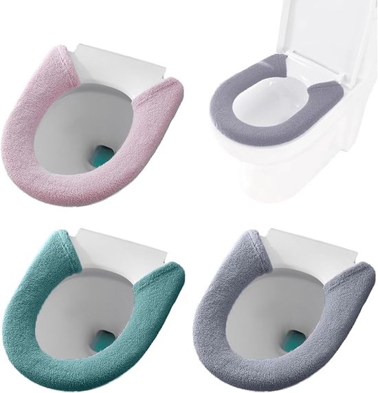 3-teiliges Set Wärmender Wc-sitzbezüge Mit Knöpfen, Weiche Und Strapazierfähige Bezüge Für Alle Ovalen Wc-sitze, Dunkelgrau, Dunkelgrün Und Lila-rosa
