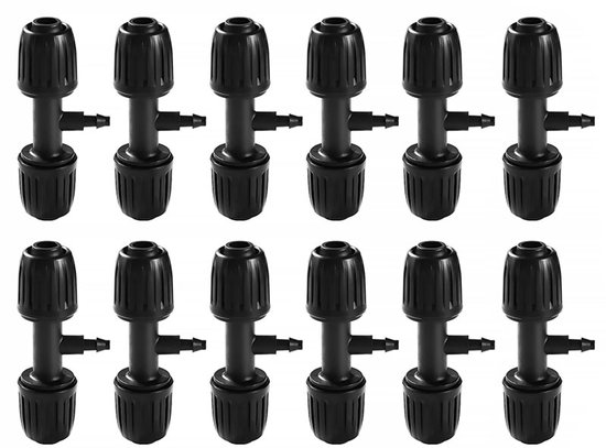 Ein Set Aus 12 T-förmigen Schlauchverbindern Mit Widerhaken Für Schläuche Von 13/16 Mm Bis 4/7 Mm, T-förmige Tropfbewässerungsverbinder Für Gärten Und Rasenflächen.
