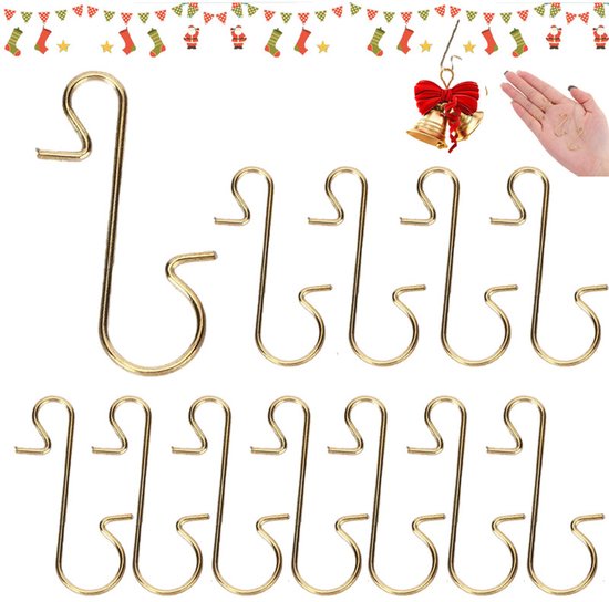 12er-packung 30 Mm Goldene S-haken Für Weihnachten, Metallhaken Für Weihnachtsbaum, Strümpfe, Bastelarbeiten Und Partydekoration