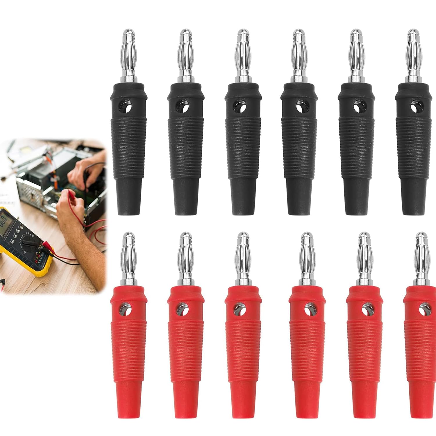 12er-packung Flexibler 4-mm-bananenstecker Lötlose, Stapelbare Schraubverbinder Für Lautsprecher, Verstärker Und Hifi-audiosysteme.