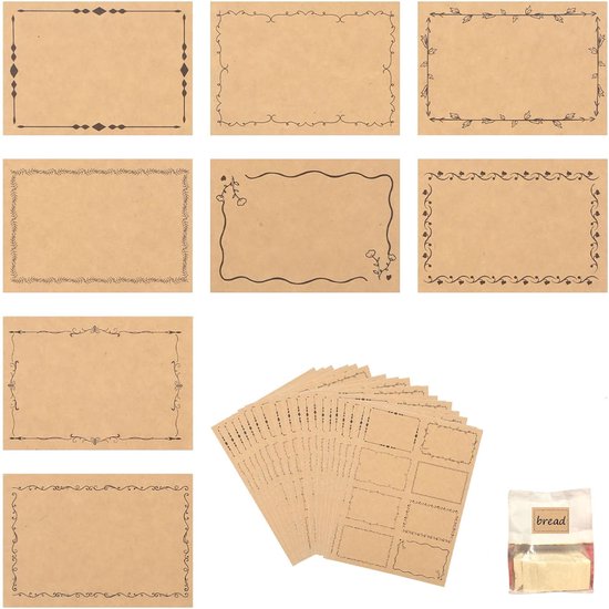 Selbstklebende, Beschreibbare Etiketten, 8 Aufkleber Pro Bogen, 20 Bögen, Etikettenaufkleber, Etiketten, Etiketten, Für Scrapbooking, Vintage-umzugsmotiven, Gläser, Taschen, Geschenke, 8 Verschiedene