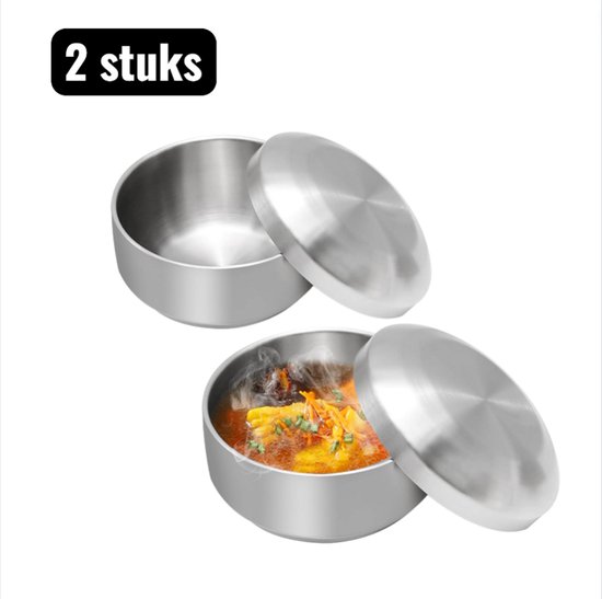 1 Stück – Schüssel – Rührschüssel – Schüssel Aus Edelstahl 304 – Mit Deckel – Doppelwandige Suppenschüssel – Reisschüssel Für Den Haushalt – Durchmesser 11,5 Cm – Silber