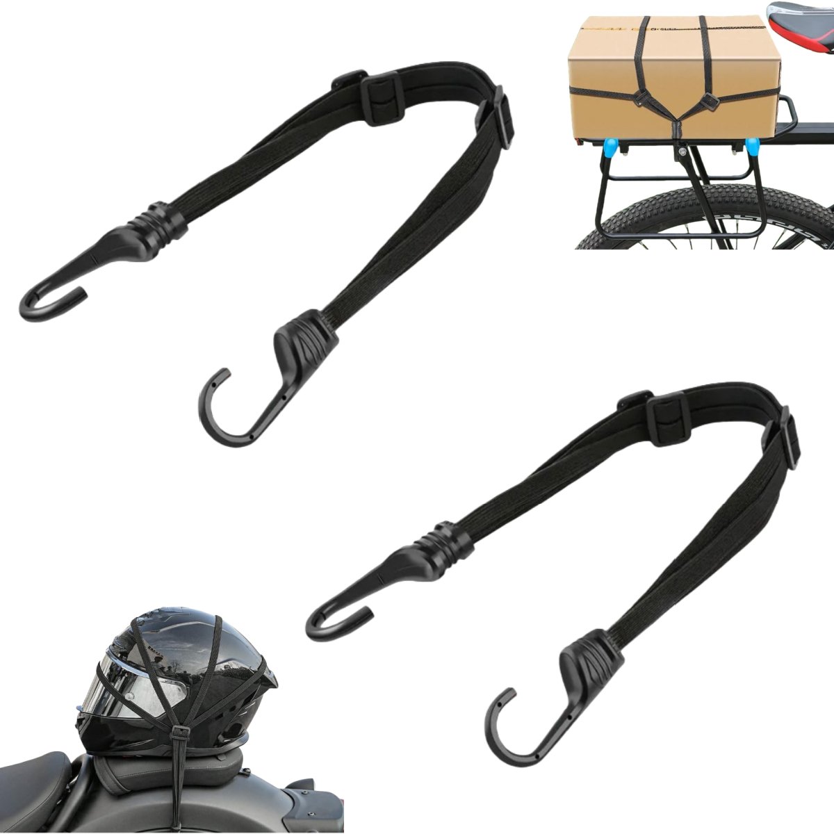 2er-pack Schwarze, 60 Cm Lange, Elastische Gepäcknetze Für Motorradhelme
