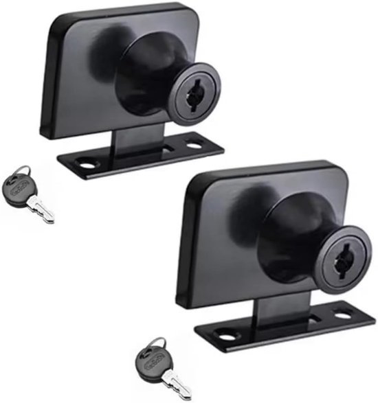 Set Aus Zwei Ersatz-doppelscharnier-glasschrankschlössern, Sicherheitsschlösser Aus Zinklegierung, Geeignet Für Vitrinen Mit Einer Dicke Von 5-8 Mm, Schwarz.