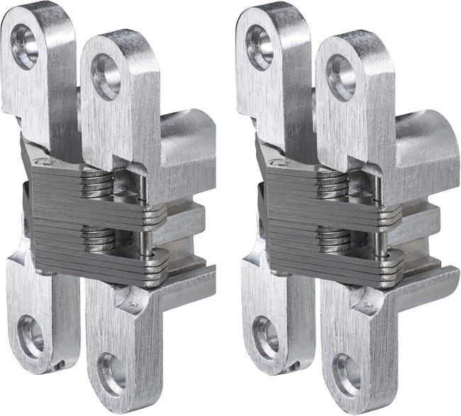 Set Aus 2 Edelstahlscharnieren, Vorgebohrt, Geeignet Für Möbeltüren, Schränke Und Andere Anwendungen (19x94 Mm).