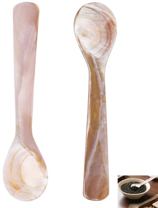 2-teiliges 12 Cm Langes Löffelset Aus Natürlicher Muschelschale, Geeignet Für Kaffee, Salz, Marmelade, Gewürze (hellbraun)