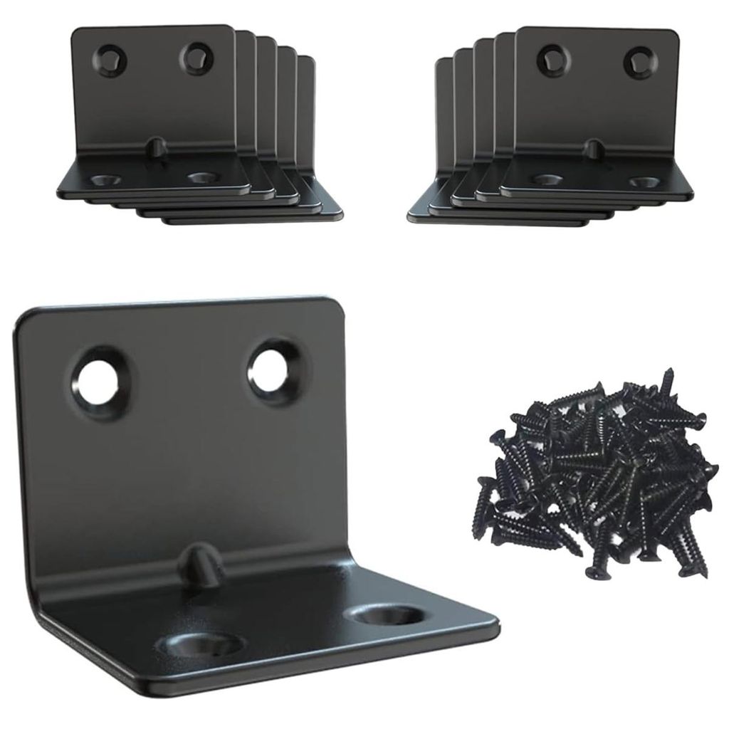 Ein Set Aus 24 Verstärkungsblechen, Maße 31x31x37 Mm, Schwarz, Aus Edelstahl, Geeignet Für Holz- Und Metallmöbel.