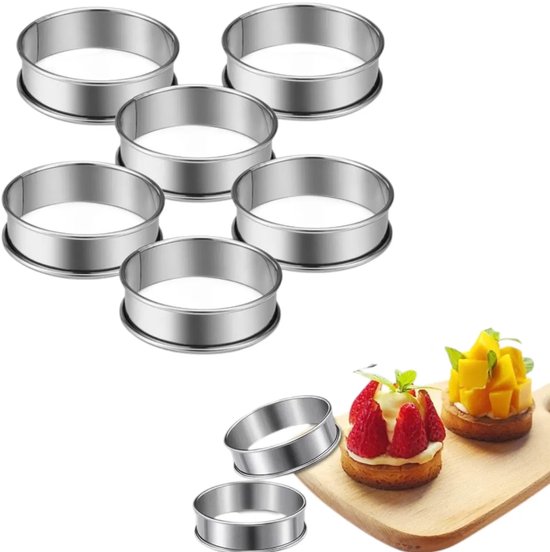 6-teiliges Silberfarbenes 8,5 X 2,5 Cm Edelstahl-kuchen- Und Keksring-set