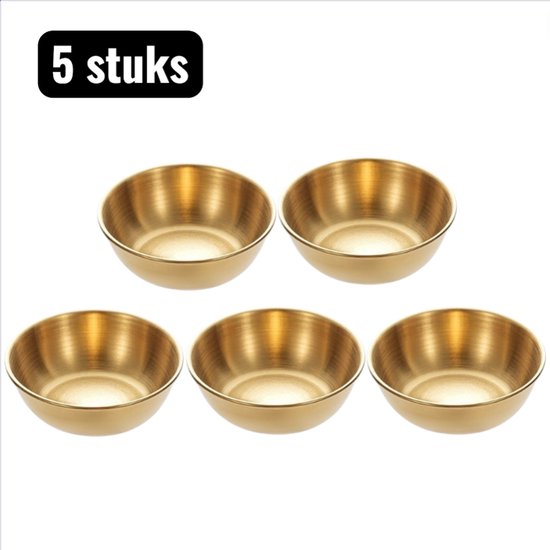 5-teiliges Schüsselset, Edelstahl, Runde Saucenschalen, Mini-schälchen, Kleine Schälchen Zum Dippen, Für Hot Pot, Grill, Tisch, Gold