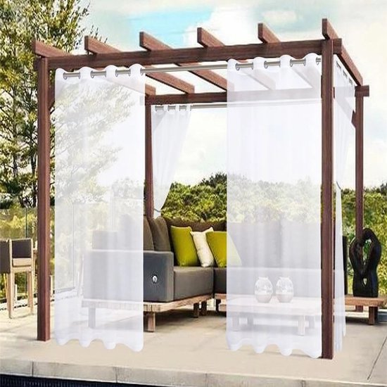 2-teilige, Transparente, Wasserdichte Außenjalousie Mit Aufhängeringen Für Terrassen, Pergolen Und Gartenhäuser (132 X 241 Cm, Schwarz)
