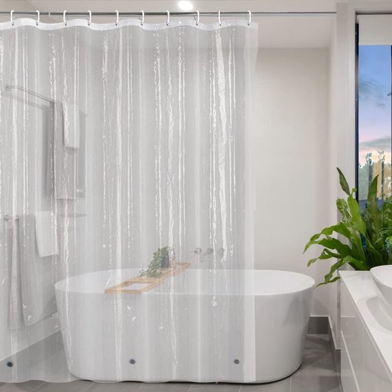 Transparenter Duschvorhang, 120 X 200 Cm, Schmale Ausführung, 120 Cm Breit, Wasserdicht, Mit Magnetverschluss Am Saum, 120 Cm Breit X 200 Cm Hoch.